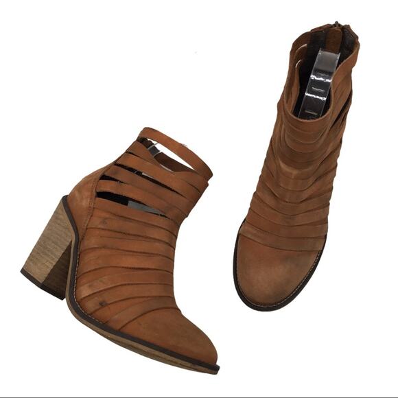 Free People Hybrid Strappy Leather Bootie - 37 - Picture 1 of 11